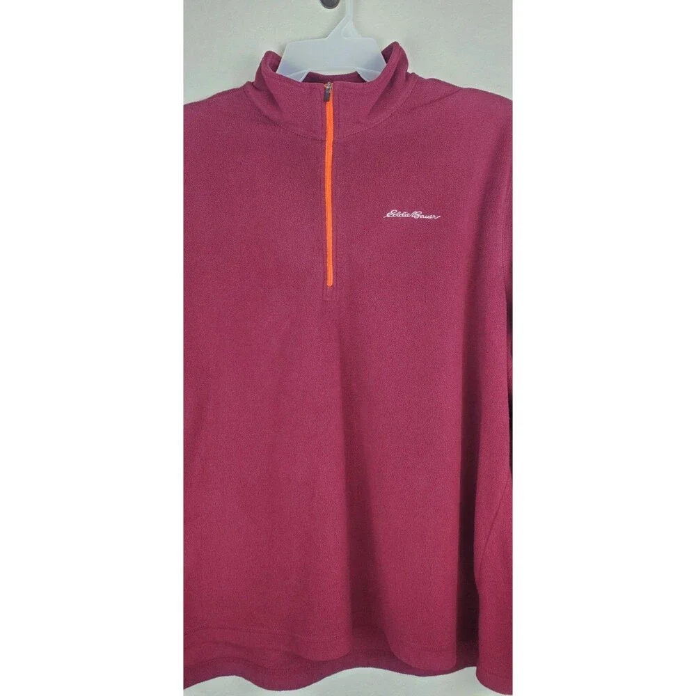 Eddie Bauer Men's 2XL Maroon 1/4 Zip Fleece Jacket